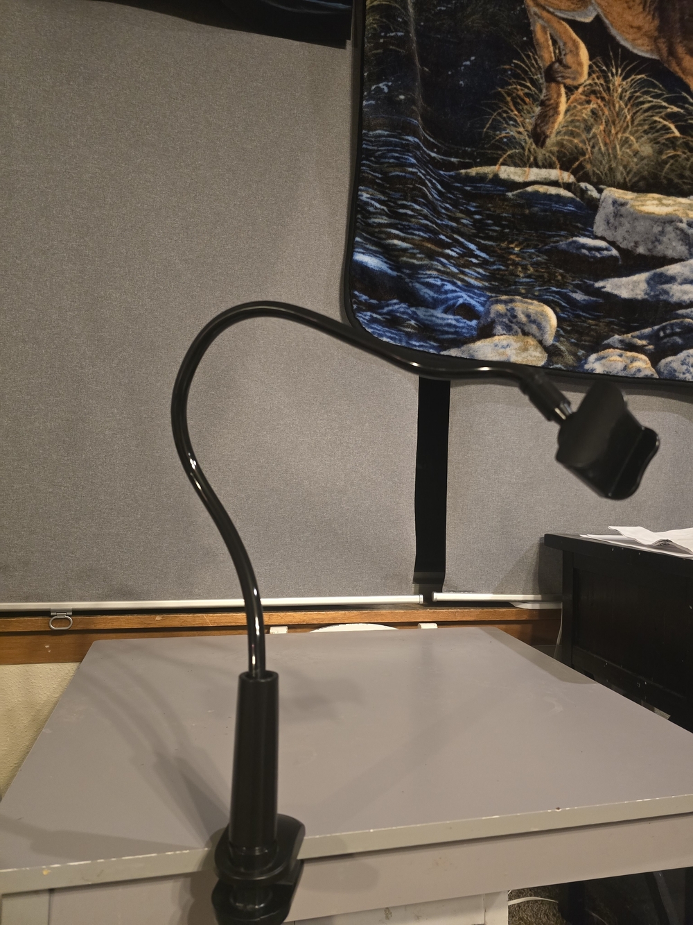 Flexible Gooseneck Phone Holder Bed Desk Clamp Mount Stand - Black